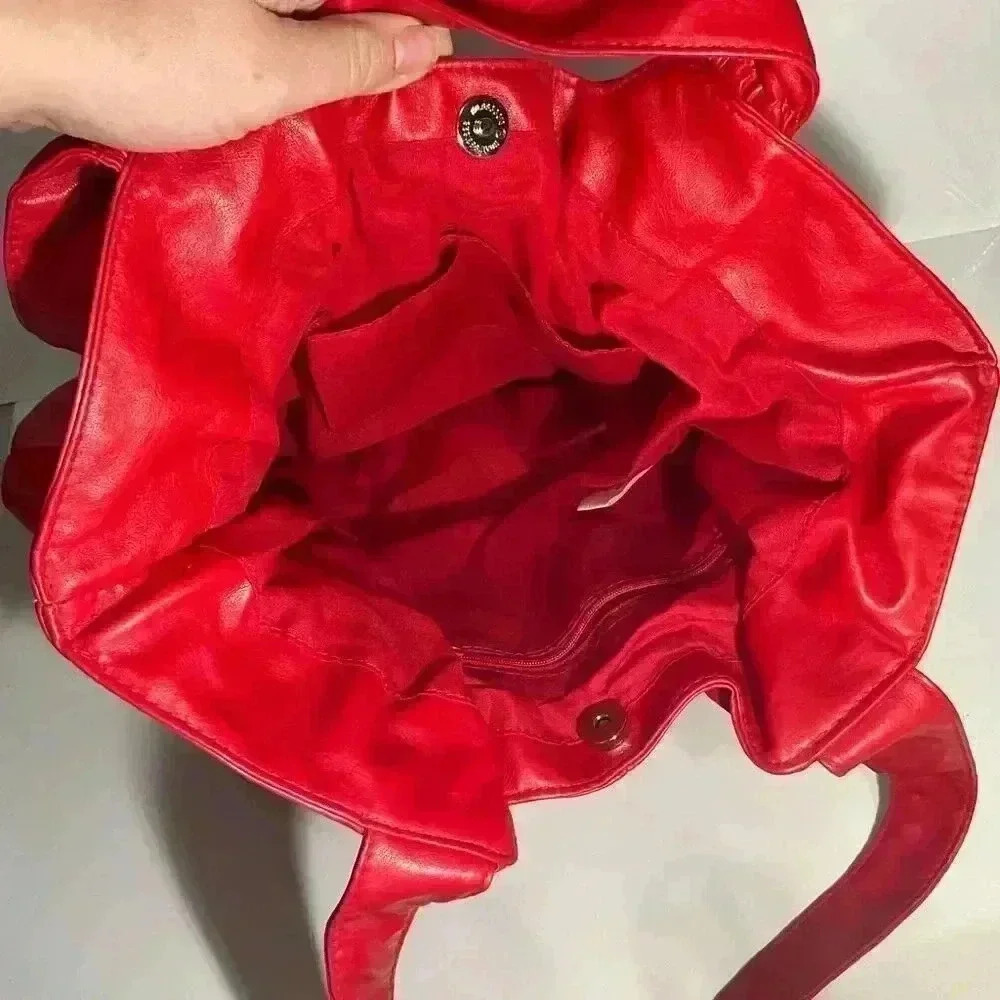 Payless Bow shoulder tote bag Red faux leather bag - Picture 4 of 8